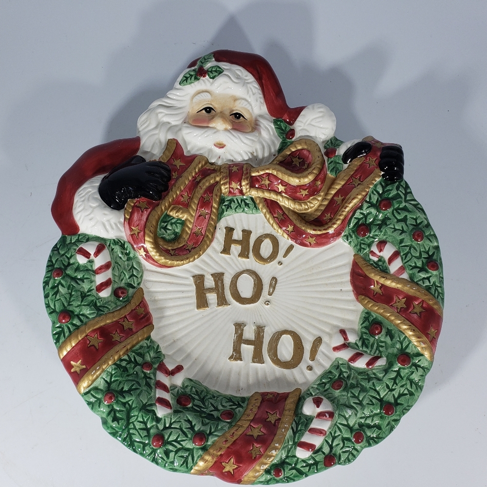 Fitz and Floyd Christmas Classic Santa Canape Plate